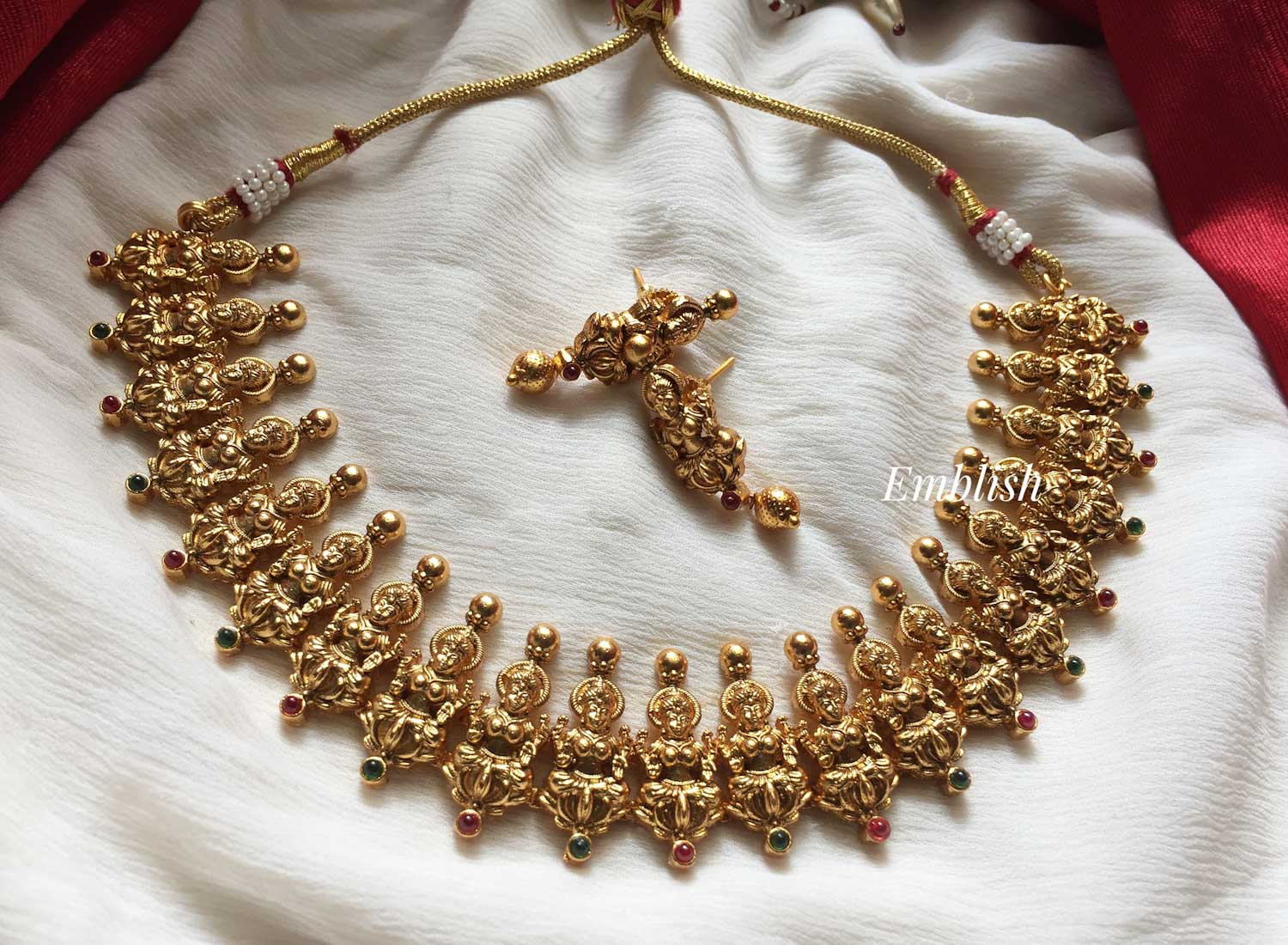 Lakshmi Matt finish Gold beads short neckpiece